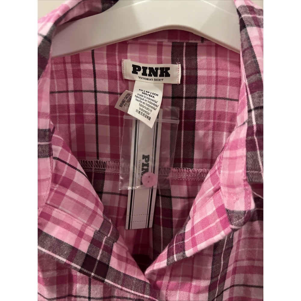 PINK by Victoria secret Flannel Button Down XS (oversized Could Fit up to a med)